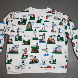 vtg Lighthouse Cotton Sweatshirt oversized